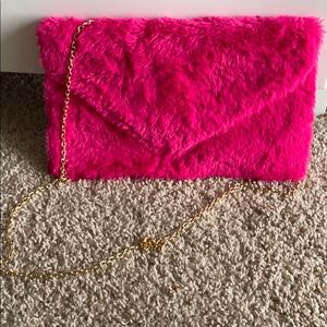 Hot Pink Oversized Fur Clutch
